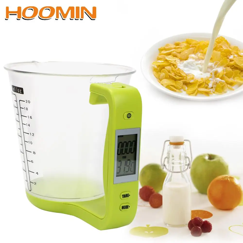 HOOMIN Temperature Measurement Cups Kitchen Scales Hostweigh Measuring Cup with LCD Display Electronic Tool Digital Beaker