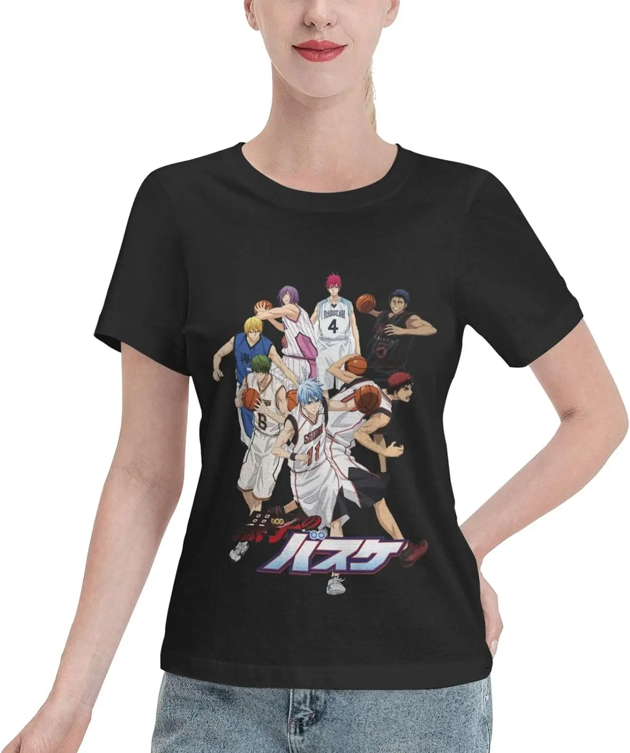 

Anime cartoon T Shirt Womens Summer Cotton Tee Round Neck Tops Casual Short Sleeve Shirts