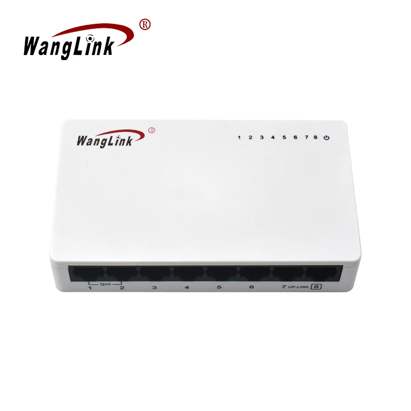 Wanglink 10/100Mbps 8 포트 네트워크 플라스틱 비관리형 이더넷 스위치 지원 QOS VLAN 확장