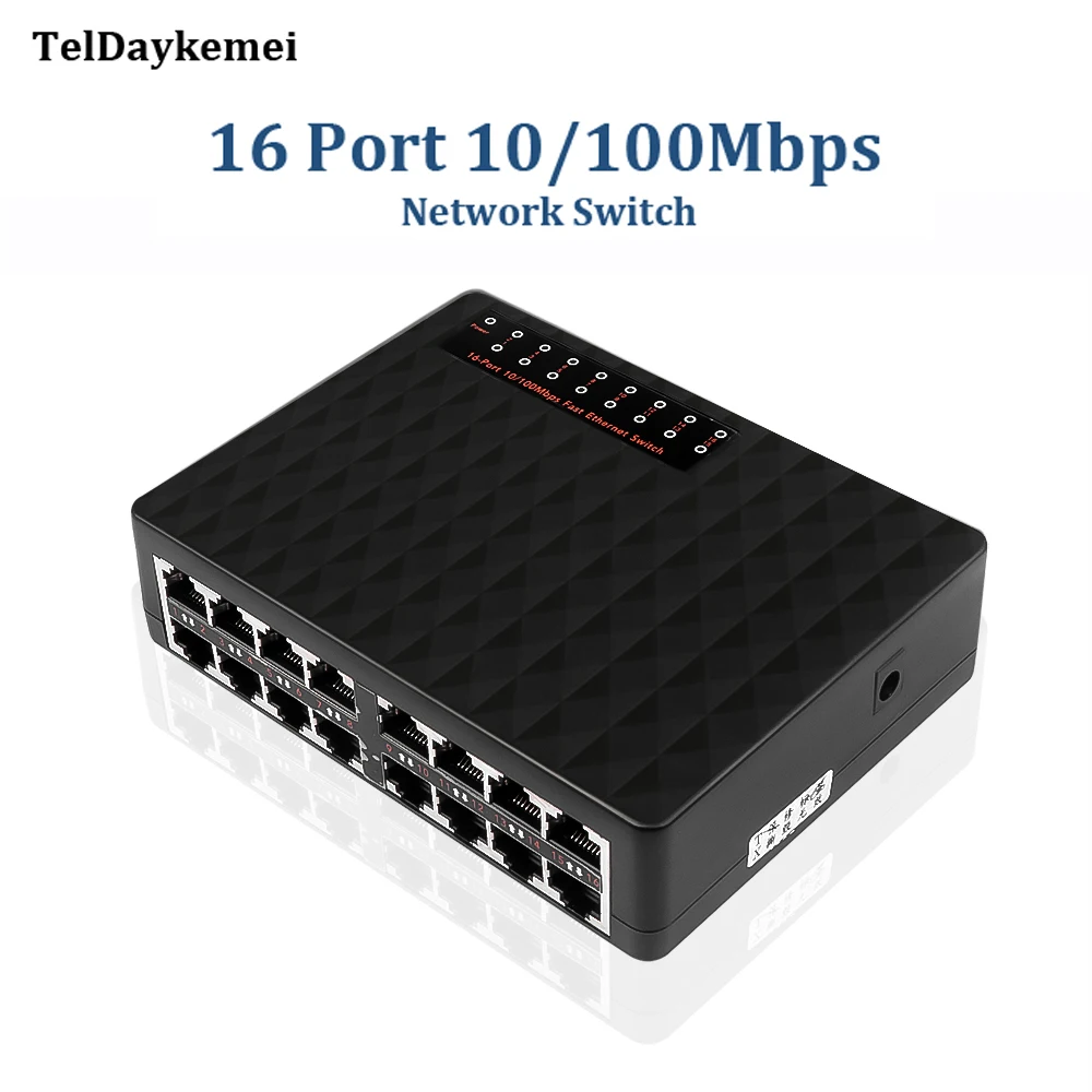 네트워크 스위치 고속 이더넷 스마트 스위처, 고성능 RJ45 허브 인터넷 분배기, 16 포트, 10 Mbps, 100Mbps