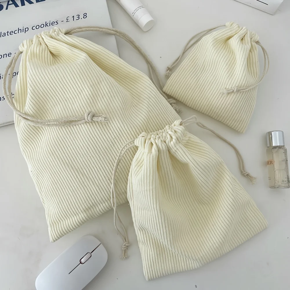 Cord-Aufbewahrungstaschen-Set mit Kordelzug – leichte, einfarbige, tragbare Make-up-Taschen mit großem, mittelgroßem Material – Detail 7