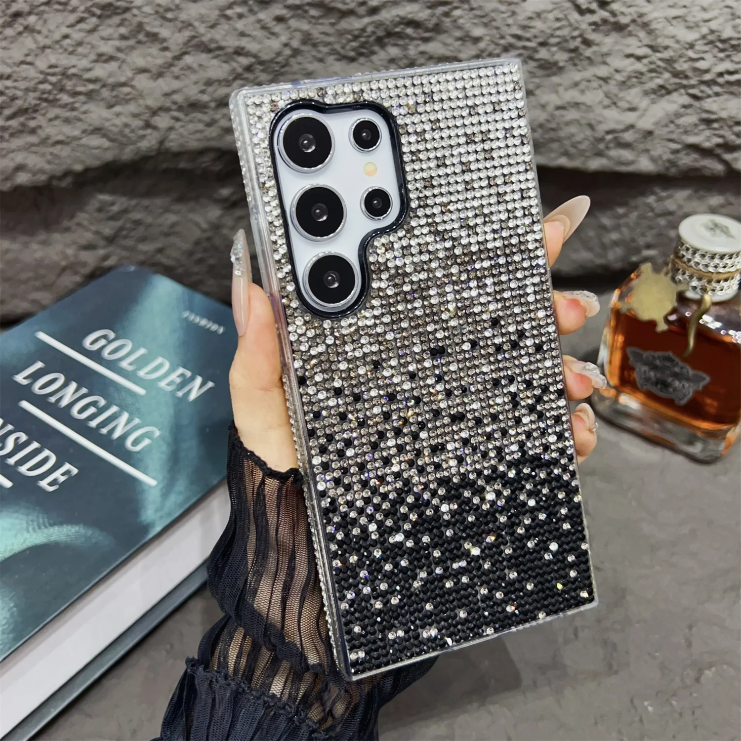 Luxury Full Rhinestone Gradient Glitter Shockproof Bling Sparkle Case