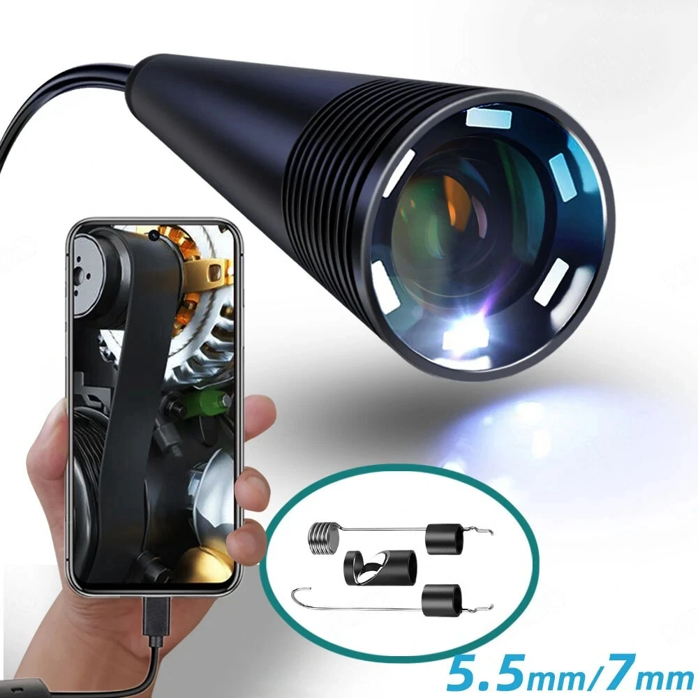 

5mm 7mm Mobile Probe Borescope Camera Inspection Endoscopic For Android Smartphone Cars Endoscope Camera USB Type C - 2M 7mm