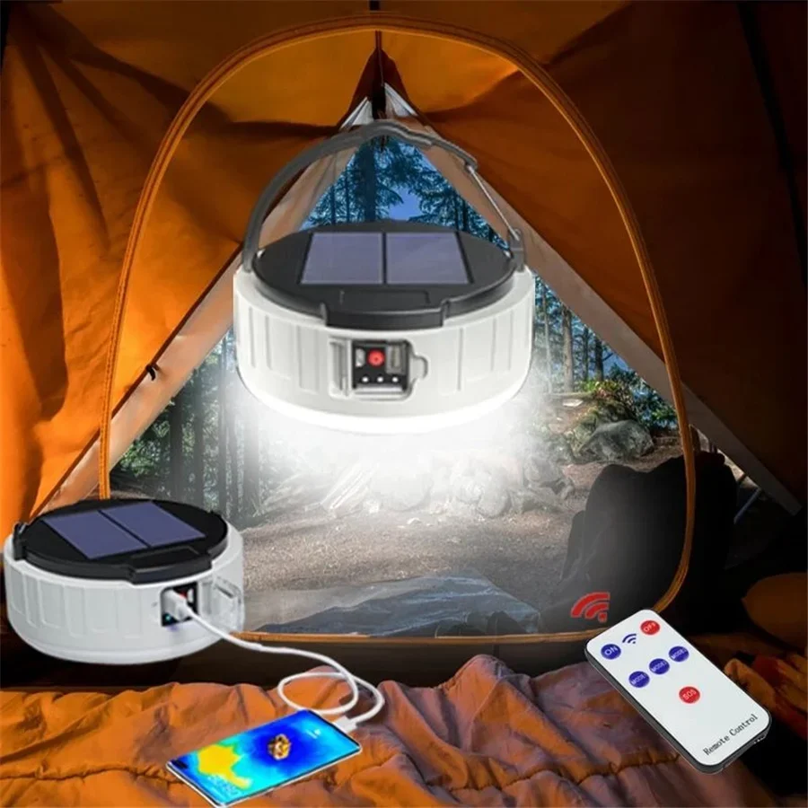 Led Solar Camping Light Ricarica Usb 100W Super Bright Outdoor Impermeabile Telecomando Tenda Lampada Luci Di Emergenza Torcia Elettrica