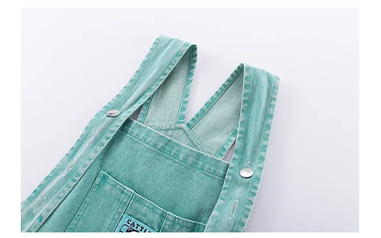 summer teen girls water washed punk wide leg jumpsuit junior kids loose slimming casual Cowboy overalls 4-14 child ropa trousers