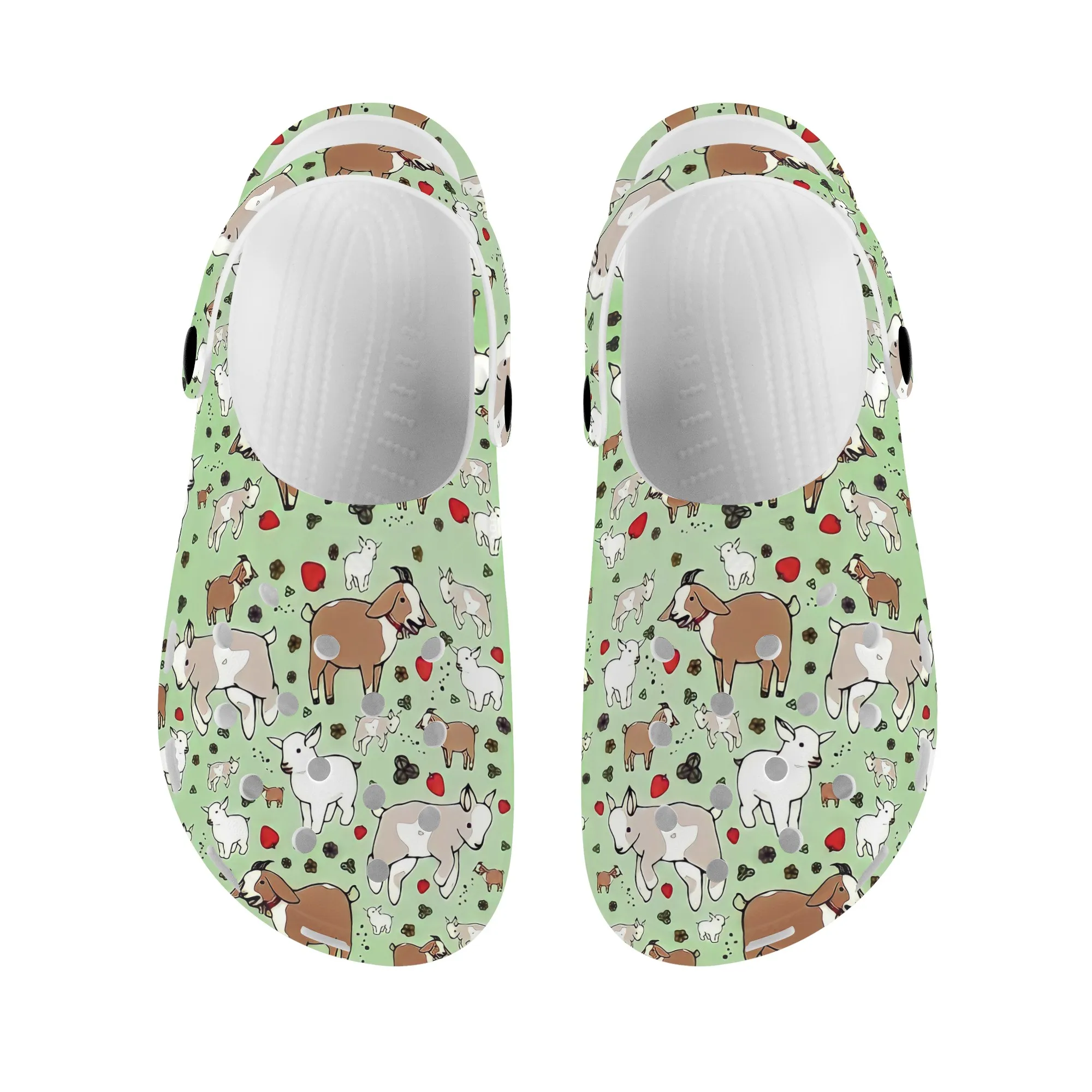 Women Cartoon Goat Pattern Garden Flats Clogs Outdoor Non-Slip Sandals Slippers Casual Beach Walking Shoes Gift Zapatos Mujer