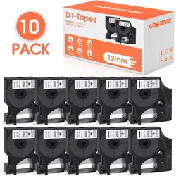 Multipack Black on White Printer Label Tapes, 12mm Width (Black on Silver)
