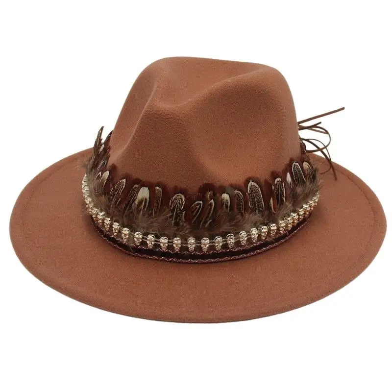 

Designer Men's and Women's Spring and Autumn Top Hat Hip Hop Jazz Cap Feather Accessories Felt Gorras Para Hombres 모자