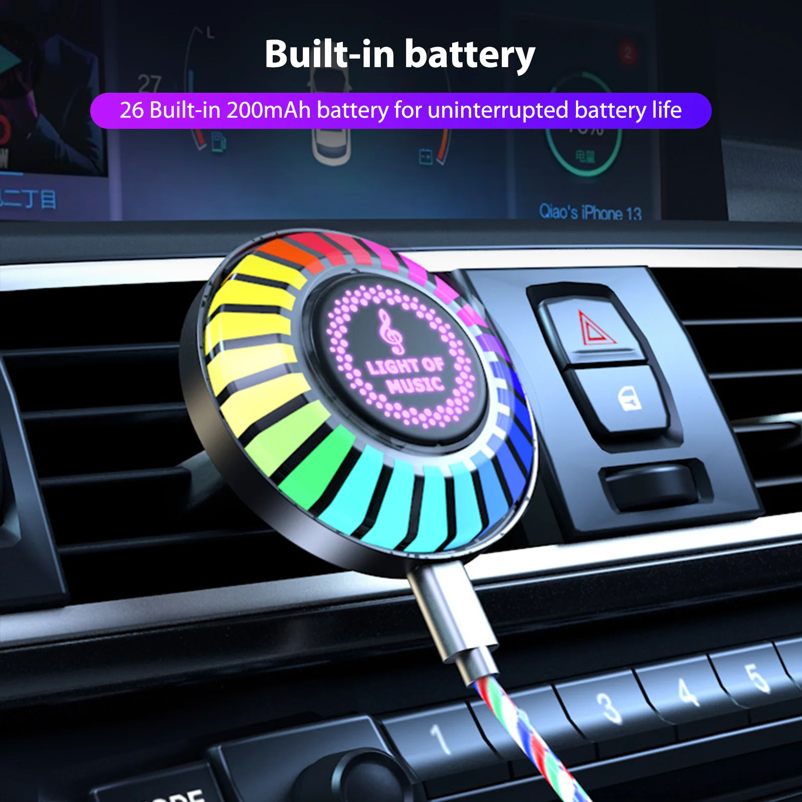 Neue 24 LED Licht RGB Sound Control Stimme Rhythmus Umgebungs Pickup Lampe  Für Auto Diffusor Vent Clip Lufterfrischer Duft APP Steuerung Von 4,47 €