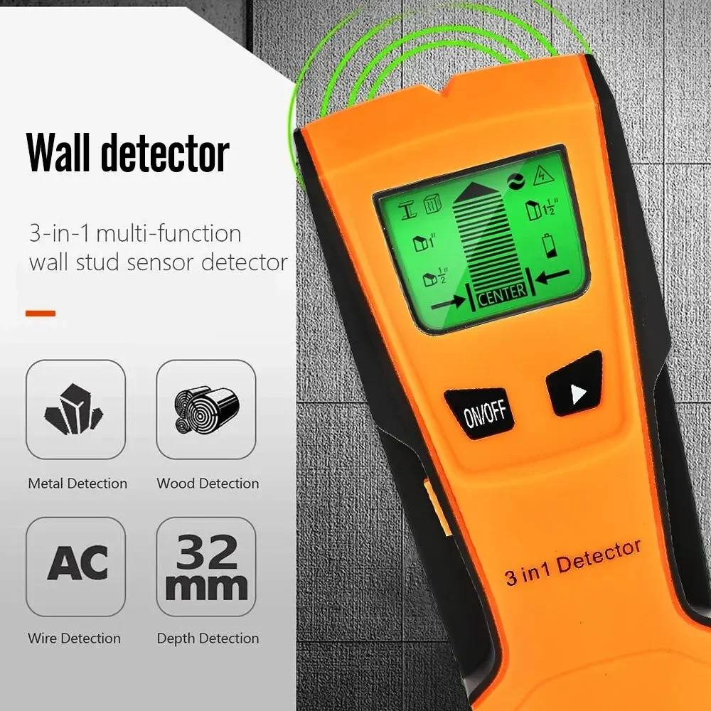 Wall Scanner Pipe Finder Pipe Wire Detector Live Wire Gadgets Detect Wall Electric Box Finder Digital 3 In 1 Sensor Scanner wall scanner detector