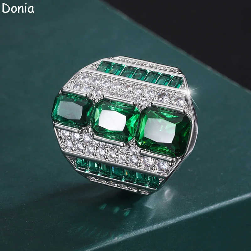 

Donia Jewelry Luxury Titanium Steel Miniature Inset AAA Grade Color Zircon European and American Fashion Open Ring