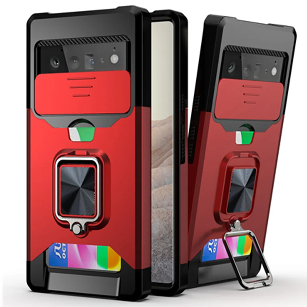 Enhanced Protective Cover with Card Slots and Hard Slider Window for Camera - Google Pixel 6 Series