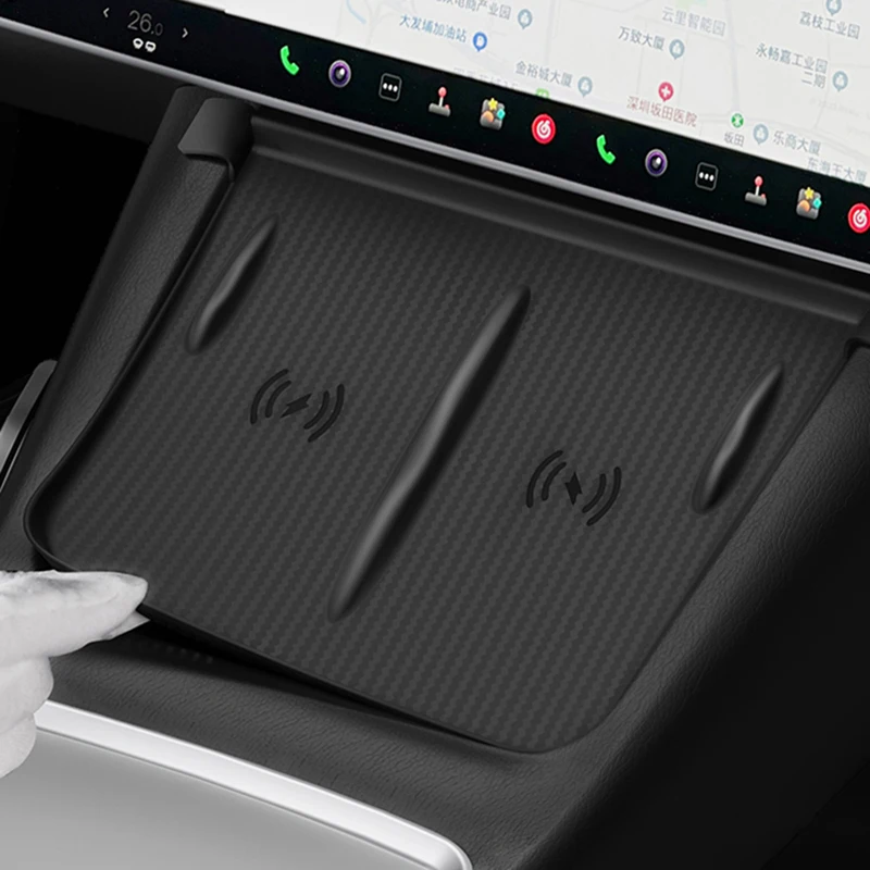 For Tesla Model 3 Model Y Silicone Anti-skid Pad Car Central Control Wireless Charging Mobile Phone Non-Slip Silicone Mat