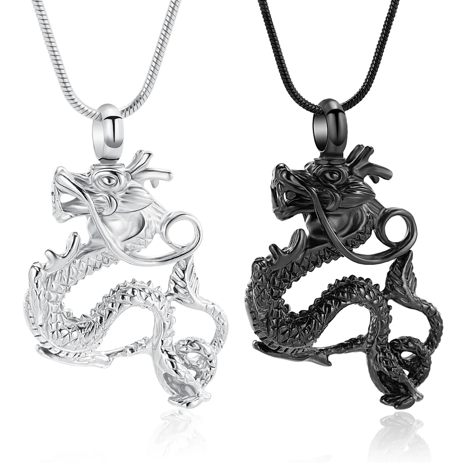 Dragon Shape Cremation Necklace Ashes Urn Jewelry Stainless Steel Man Keepsake Customized For Ashes Memorial Free Shipping