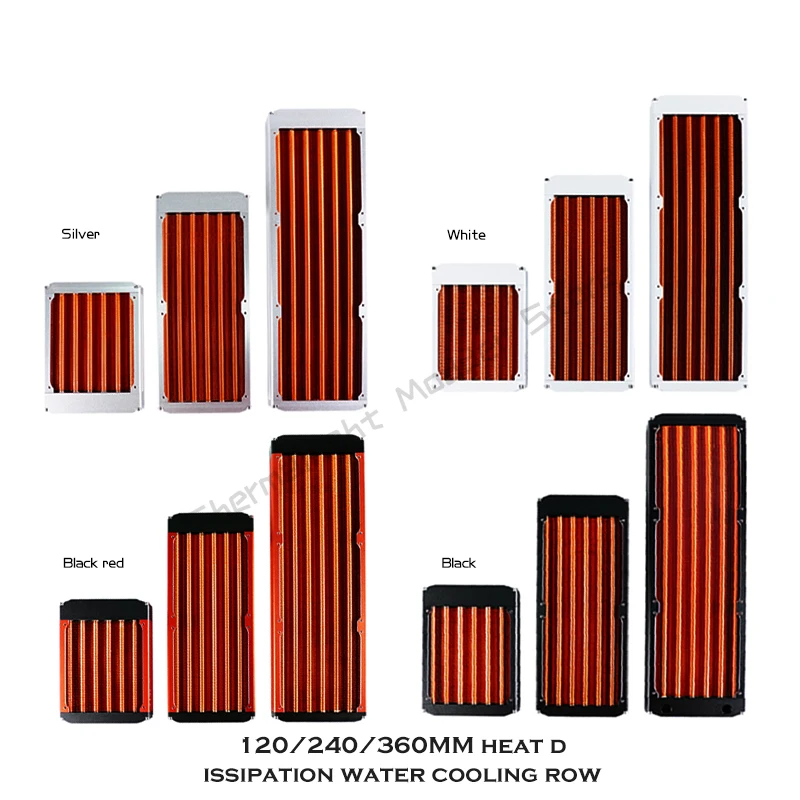 PC Water Cooling Full Copper Radiator 120 240 360mm Red Fin Water-Board Cold  Row For CPU GPU RAM Heatsink Exchanger Fan Cooler - AliExpress