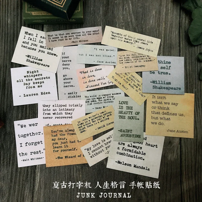17Pcs Tim Holtz Style Inspirational Phrase Stickers Vintage Junk Journal Ephemera Aesthetic Stickers Album Scrapbooking Material decorative stickers self adhesive stickers stationery stickers paper stickers adhesive stickers decorative labels stickers diy scrapbooking accessories