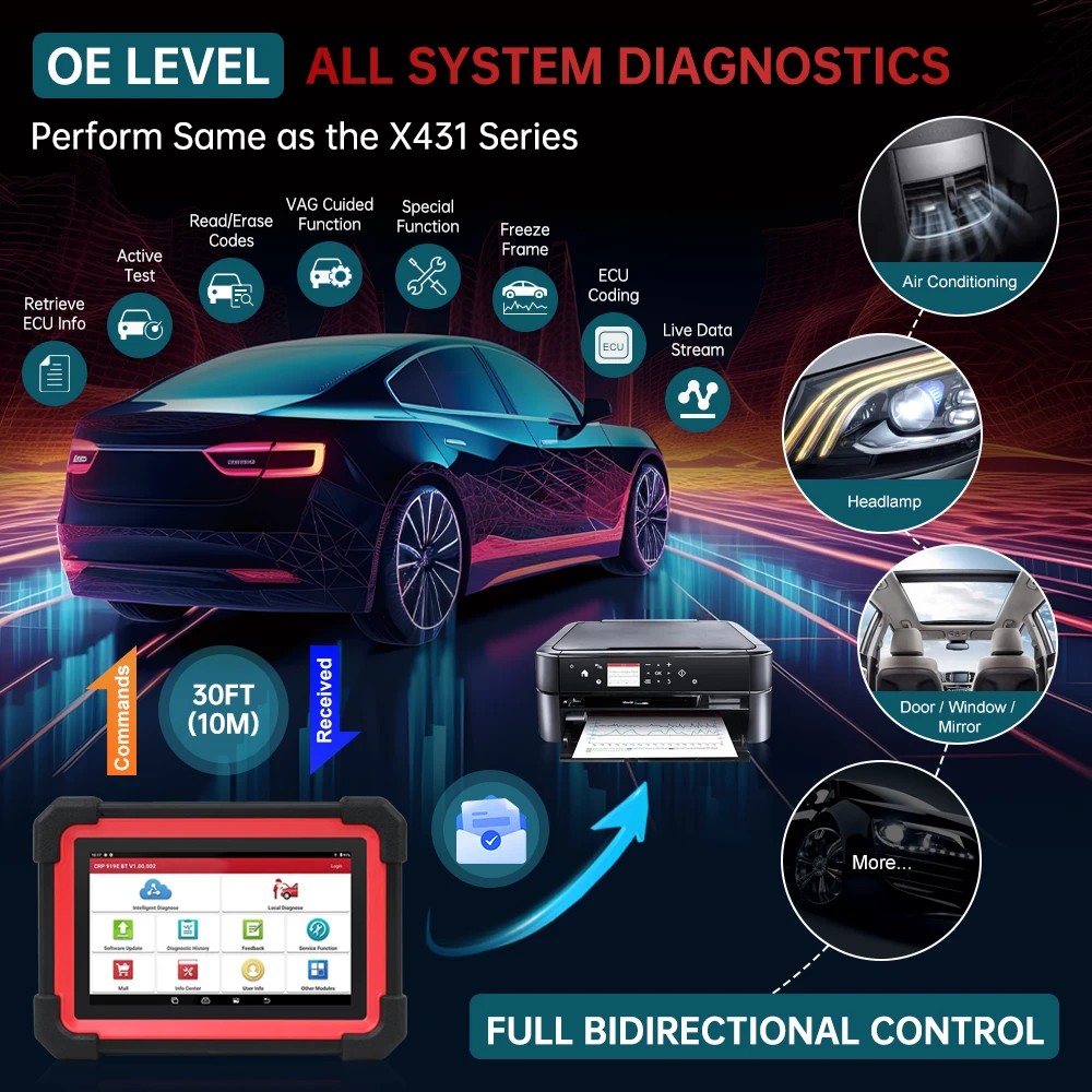 LANCIO X431 CRP919E BT Strumento diagnostico per auto DBScar VII VCI Auto OBD OBD2 Scanner Codifica ECU bidirezionale CANFD DOIP 31+ Reset - Image 2