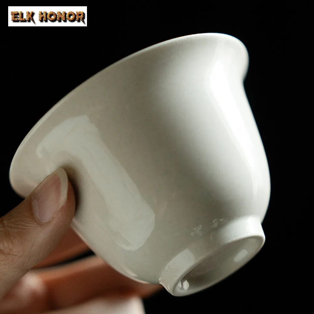 125ML Retro Grass Wood Ash Ceramic Gaiwan Creative Tea Bowl Tea Tureen Household Brewing Cover Bowl Chinese Set Craft