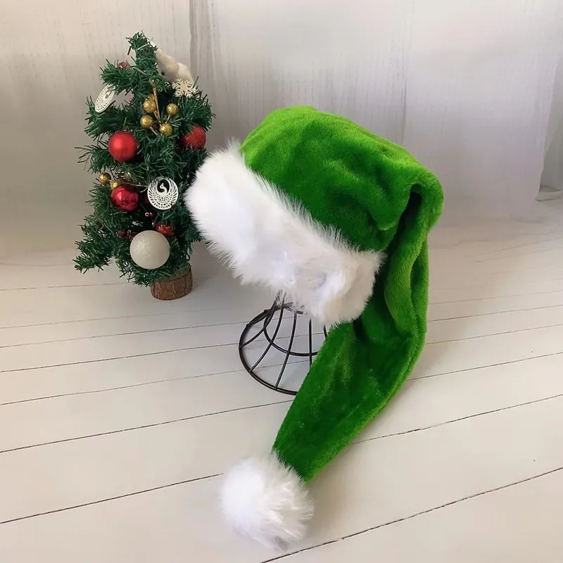 Christmas Beanie Hat Black and White Fur Plush Hat for Adults and Children Christmas Cap Xmas Party Home Decoration