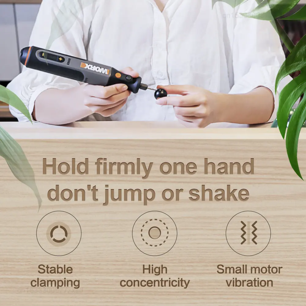 Worx 8V Rotary Tool WX106 Cordless Mini Drill Engraving Grinding Polishing Machine USB Charger Variable Speed Power Tools Set 5
