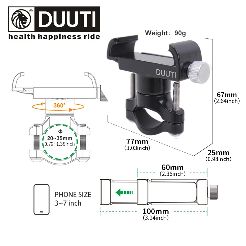 Support Téléphone Moto & Vélo Etanche Rotation 360