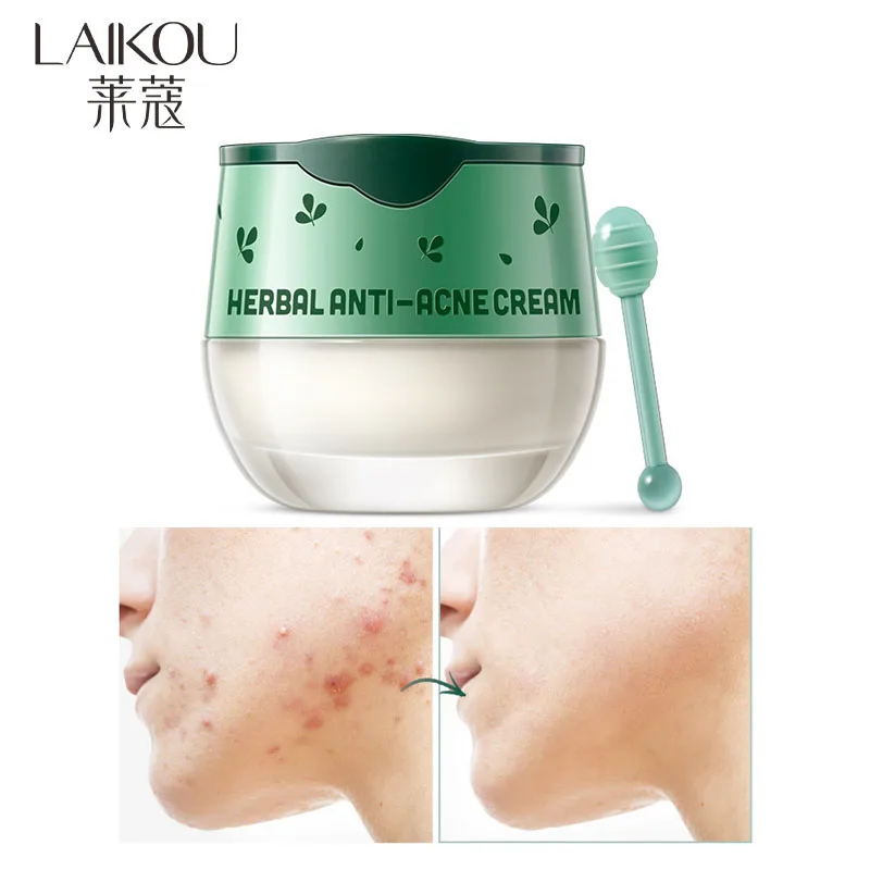 

LAIKOU 8g Herbal Anti-Acne Cream Removal Herbal Oil Control Skin Care Shrink Whitening Moisturizing Fade Acne Scars Face Cream