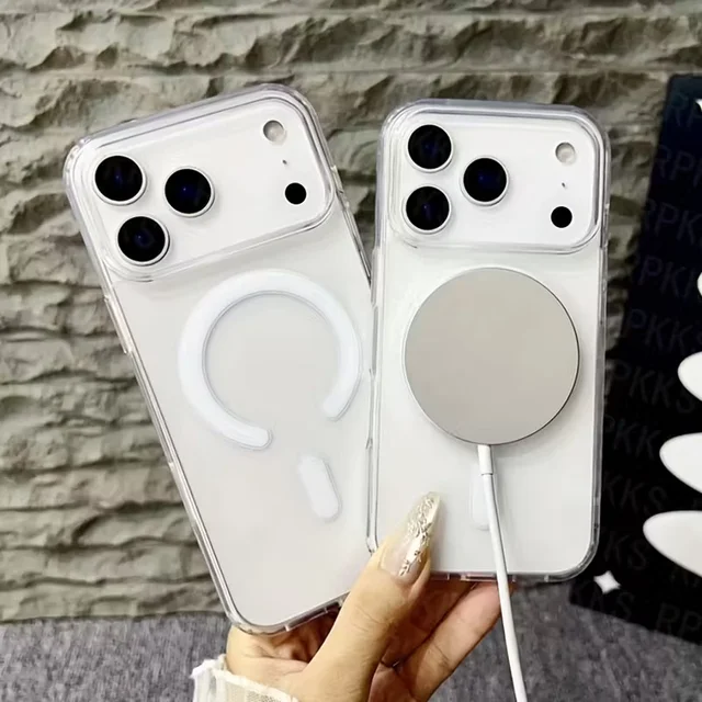 For iPhone 17 ProMax Transparent For Magsafe Magnetic Case for iPhone 17 16 15 14 13 12 11 X XR XS Max Pro Plus Shockproof Cover