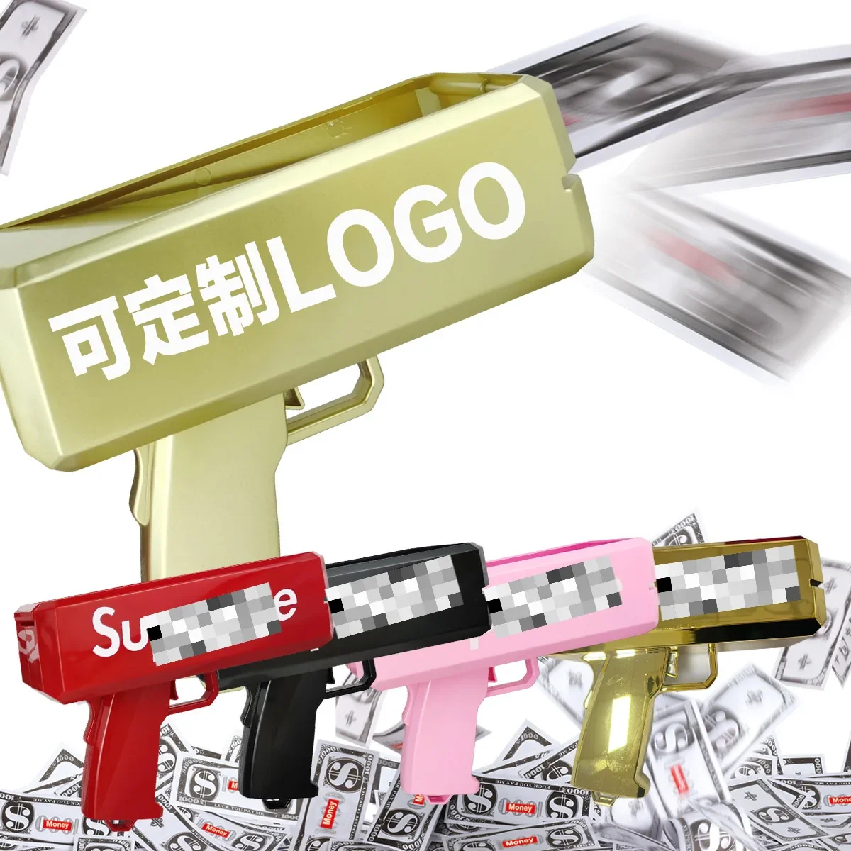 RTS Gold Money Gun Cash Make Cashes Money Rain Gun Toy Shot Spray Real Golden for Party