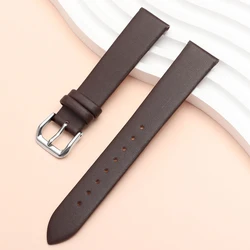 Premium Ultra - Thin Calfskin Leather Watch Strap - Universal Soft Business Bracelet - 17mm (Deep Brown)