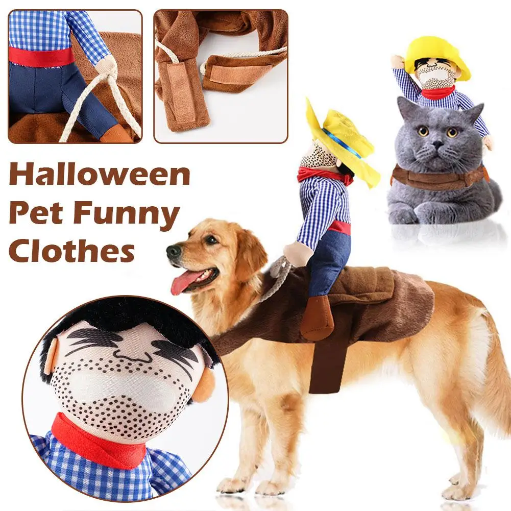 

Dog Fancy Dress Horseback Riding Cosplay Costume Funny Suit Accessories Dogs Clothes Dog Breathable Soft X8E2