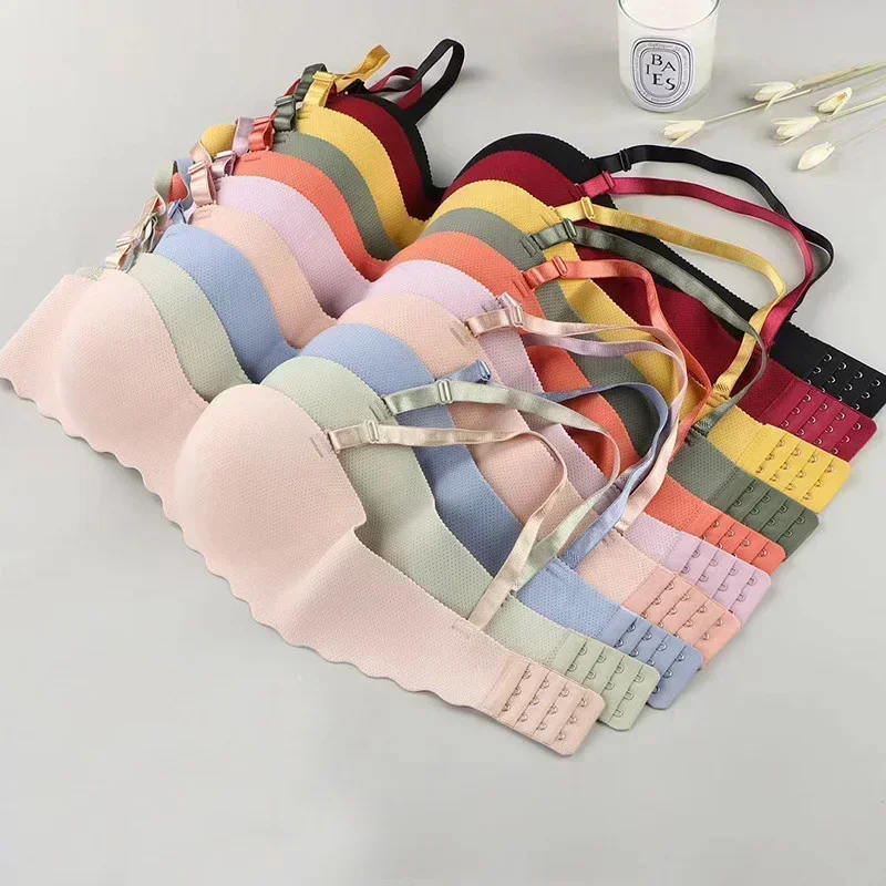 Sexy Bras Push Up Seamless Underwear Women Solid Color Wireless Lingerie Feamle One-pieces Gather Convertible Straps Brassiere 3