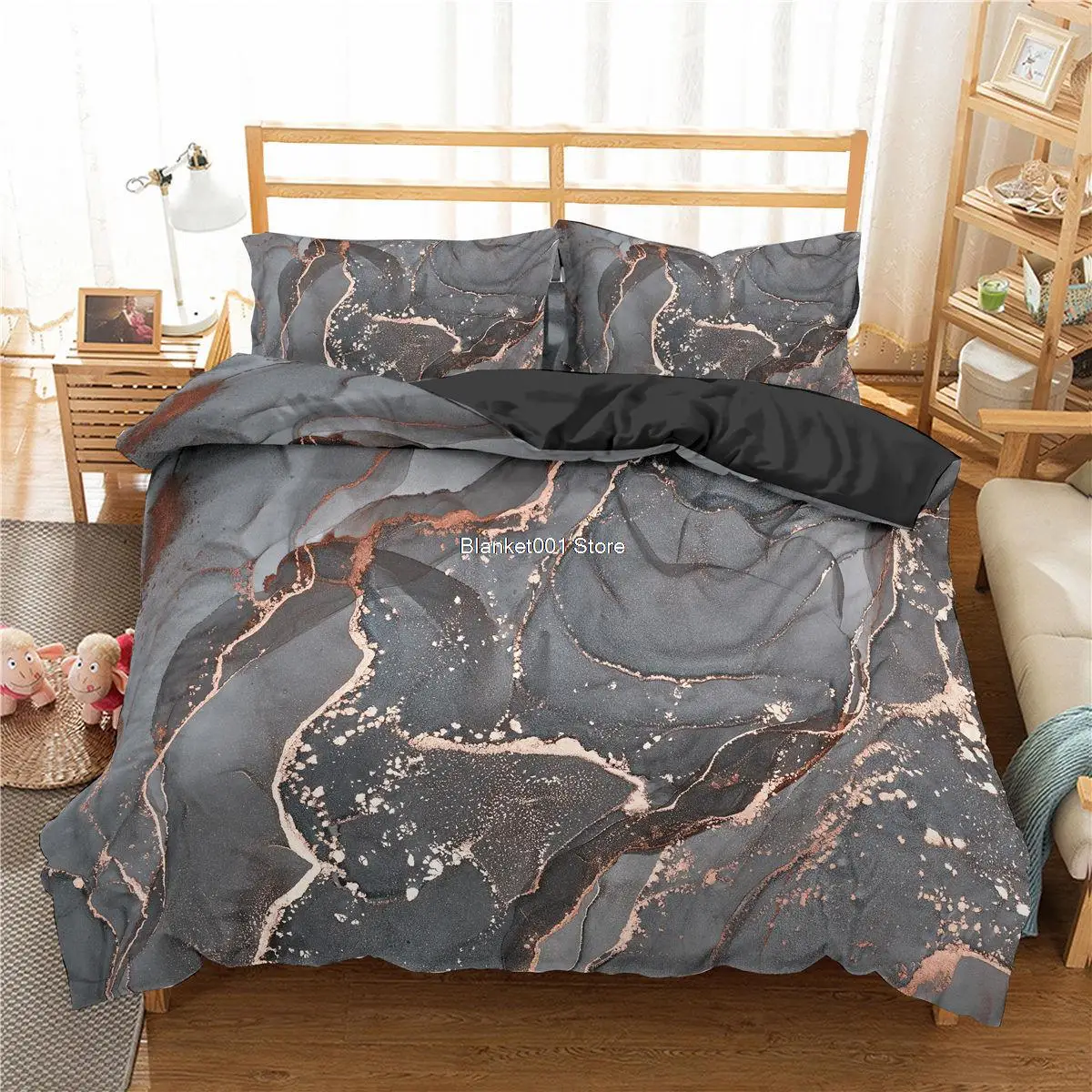 

Luxury Marble Duvet Cover Pillowcase Gray Bedding Set Modern Quilt Cover Super Soft Full Queen King Double Size 240x220