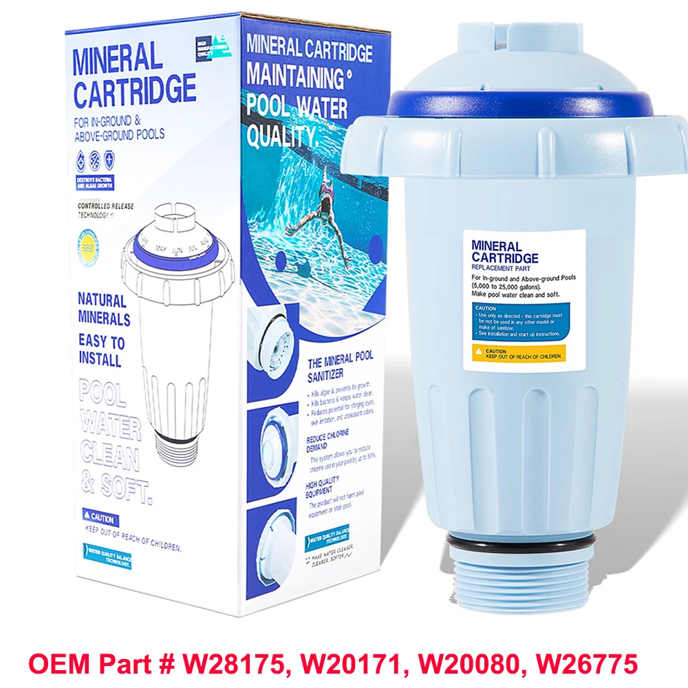 natural mineral alkaline water filter cartridge ncr101 Replace for Nature2 Express Mineral Cartridge W28175 for Pool Sanitizers for In-Ground & Above-Ground Pools up to 25,000 Gallons