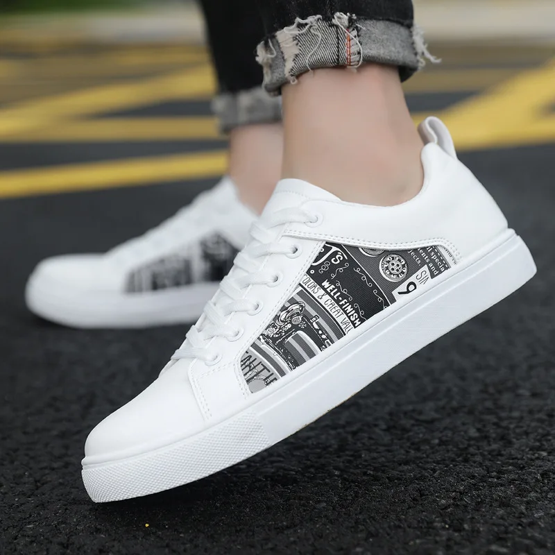 Men Leather Casual Shoes Outdoor Men's Casual Sneakers Male Comfort Lace Up Flats Sneakers Platform Concise Walking Men's Shoes - Image 3