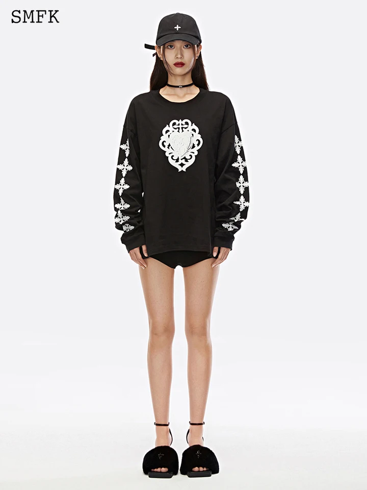 SMFKクロスパターン パーカー Smfk-女性のクロスフラワープリントパーカー、カジュアルなプル