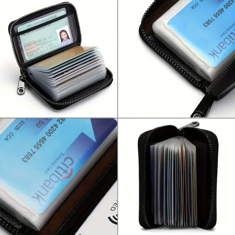 Unisex zipper wallet card bag, suitable for bank, credit card, business card, and ID card storage, daily office organizer
