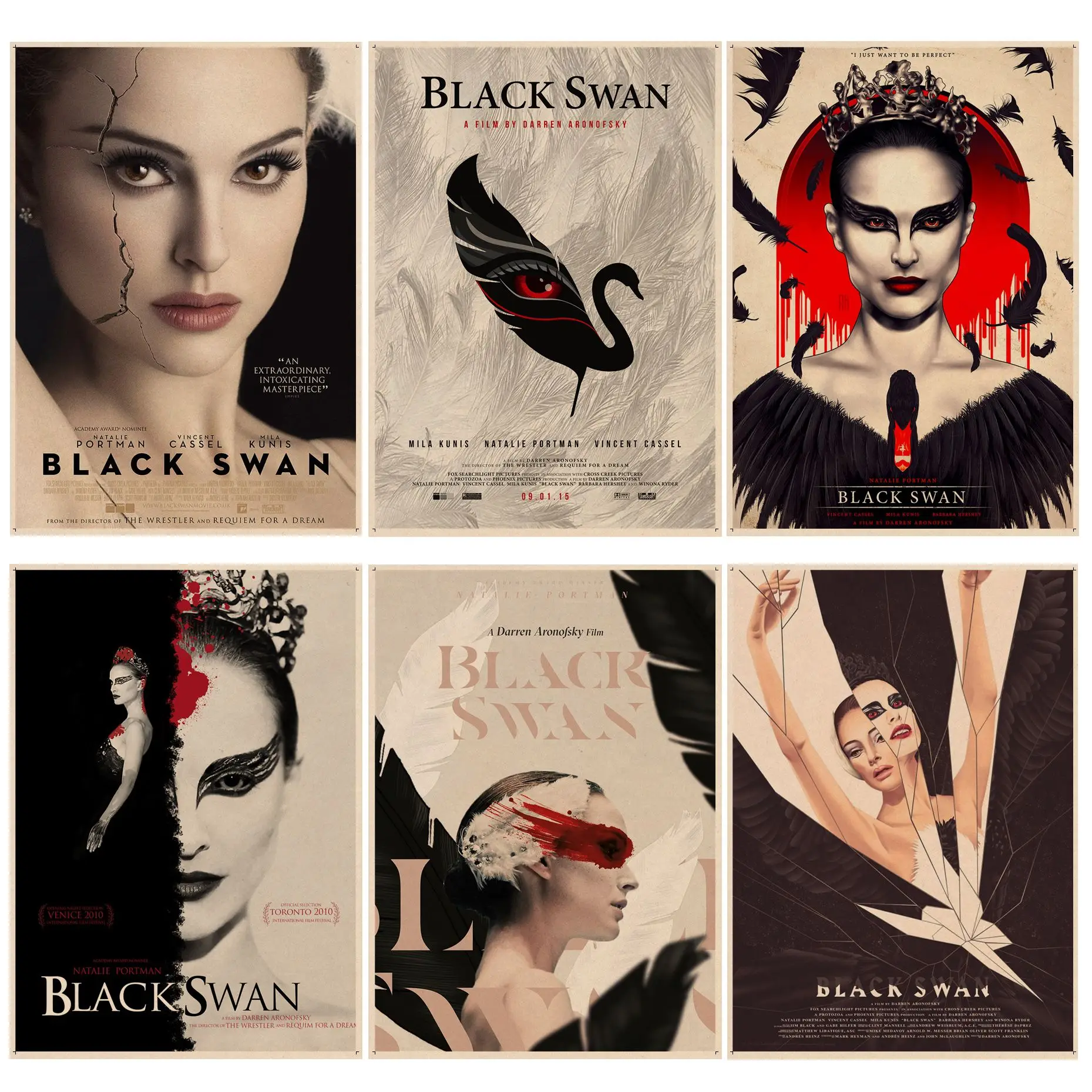 

Movie Black Swan Classic Anime Poster Kraft Paper Vintage Poster Wall Art Painting Study Nordic home decor