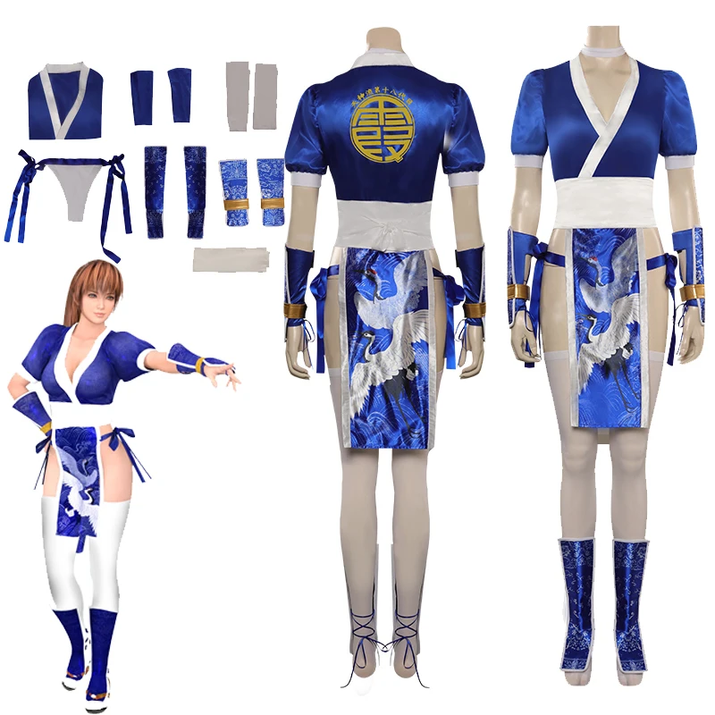 

Game Dead or Alive KASUMI Cosplay Costume Women Sexy Dress Blue Skirts Outfits Uniform Adult Girls Halloween Carnival Party Suit