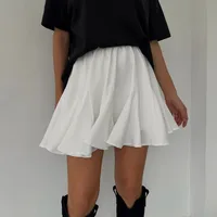 White Ruffles Pleated Mini Skirts For Women Summer Elegant Women's Fluffy High Waist A-Line Skirts Fashion Street Short Skirt - Image 2
