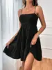 Bohemian Beach Sundress Women Sexy Sleeveless Backless Big Swing Mini Dress Solid Spaghetti Strap Ruffles Dresses Vestidos 6