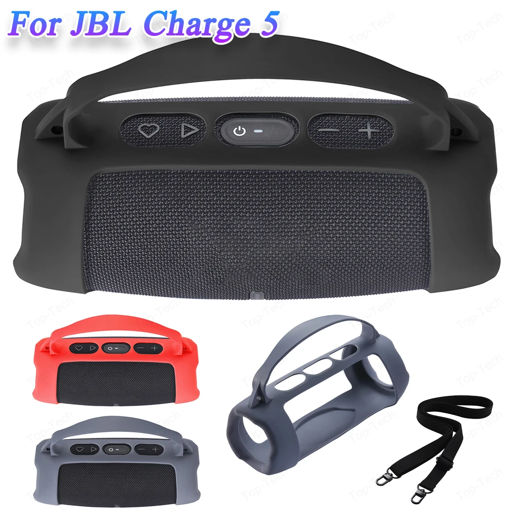 Silicone Waterproof Shockproof Speaker Case with Shoulder Strap