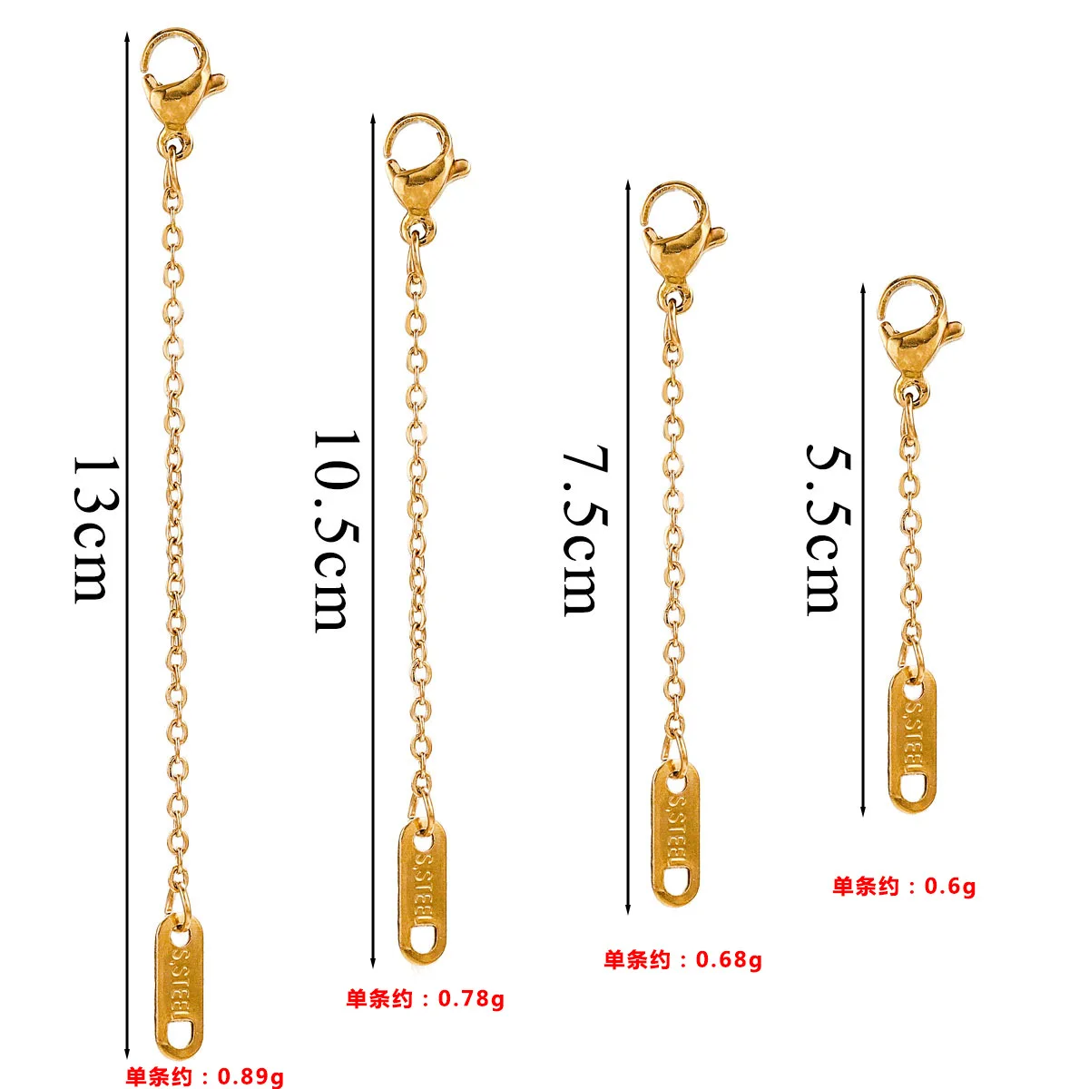 Stainless Steel Extension Extended Tail Chains Lobster Clasps Connectors DIY Jewelry Making Findings Bracelet Necklaces 2
