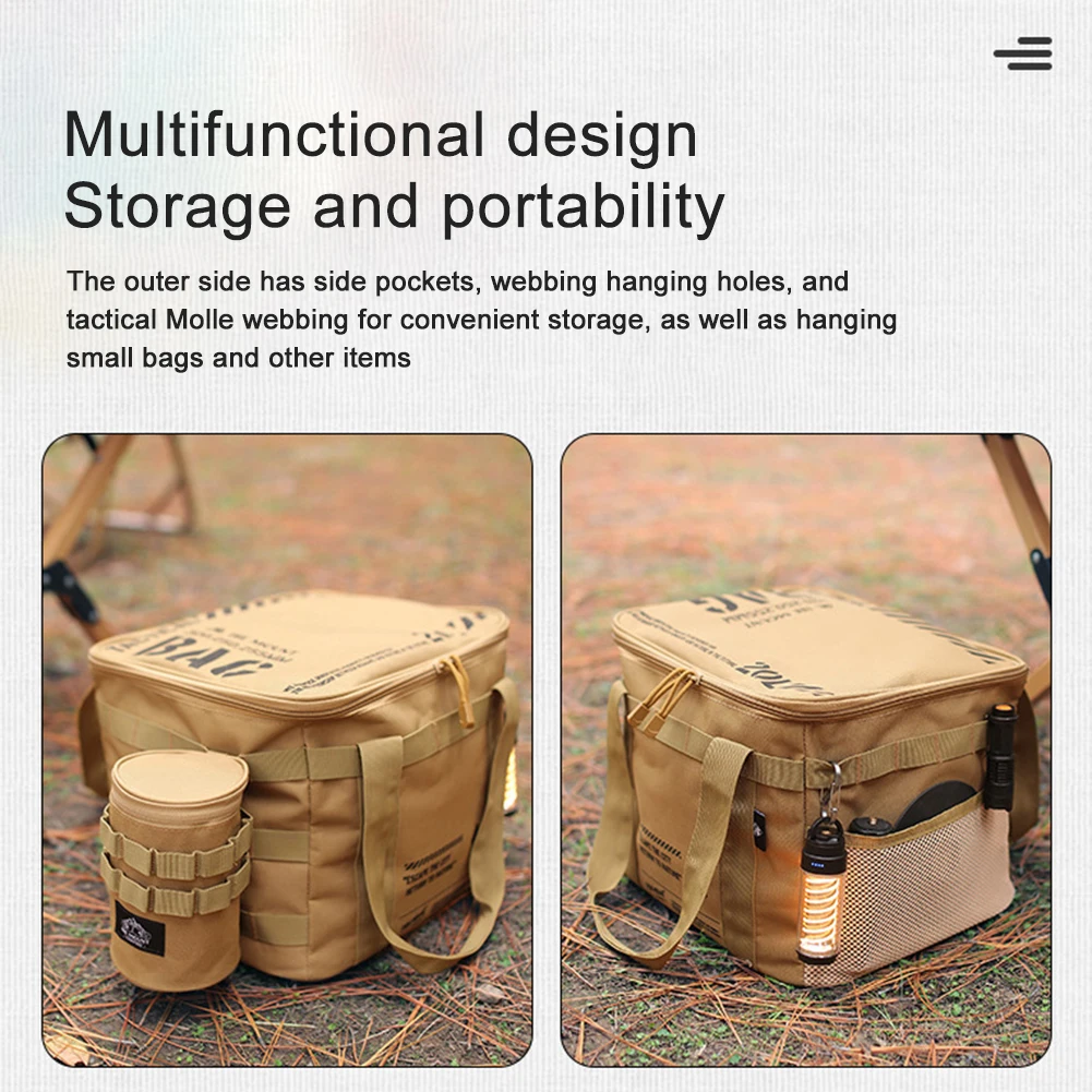 20 L Cookware Storage Bag with Handle Gas Tank Tableware Box Large Capacity Removable Dividers for Beach Picnic Road Trip Travel
