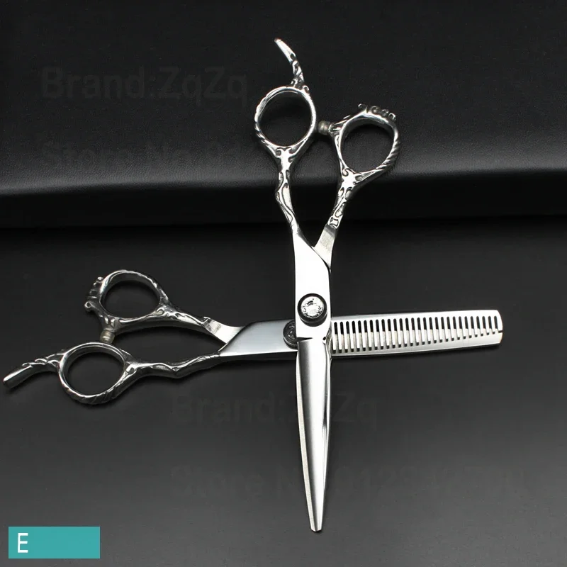 Zqzq 6 palec vlasy řezací nůžky shears odborný holičství nerez ocel kadeřnické břitva smyk pro muži ženy děti aula