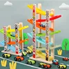 4/7 Track Wooden Ramp Racing Toddler Toy Car Set Montessori Educational Toy Game Mini Inertia Slide Roller Coaster Racing 6