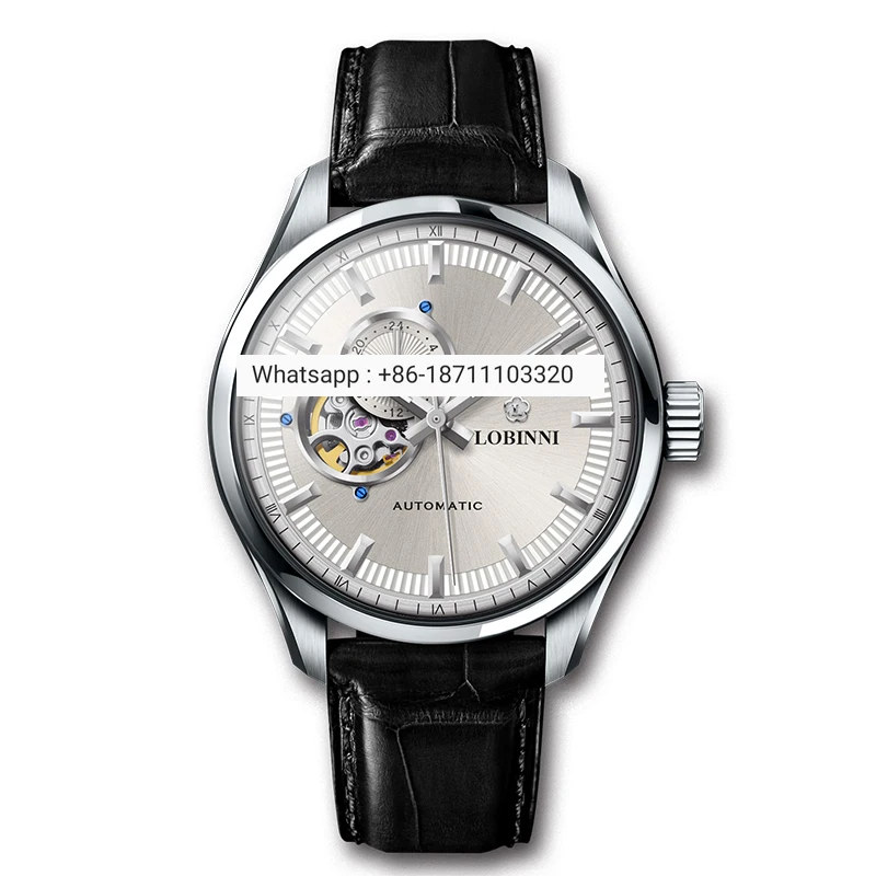 

LOBINNI Brand Hollow Out Dial 24H Display Men's Automatic Movement Wristwatches Watch