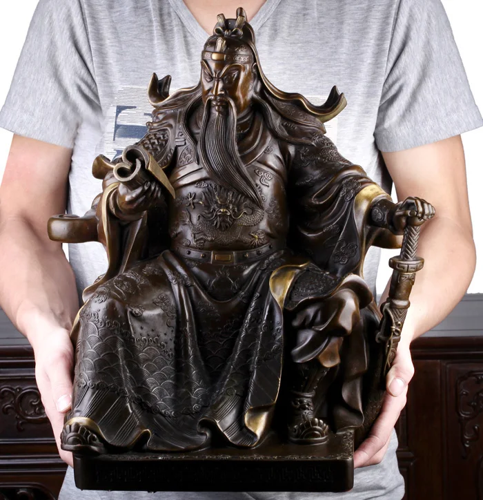 

Большая компания домашний бизнес эффективная защита-Бог искусства и богатства Гуань Гонг гуанди Ретро фэн-шуй Бронзовая статуя