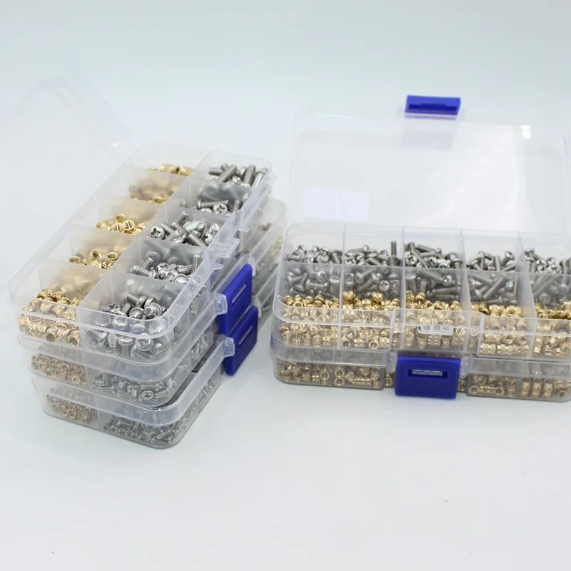 Insert M1.4 M1.6 M2 M2.5 M3 M4 M5 M6 Brass Heat Threaded Insert Nut and Stainless Steel Screw Set Knurled Hot Melt Embedded Nut brass heat insert nut brass hot melt insert nut brass heat insert nuts threaded insert nut brass insert nut insert nut hot melt insert nut
