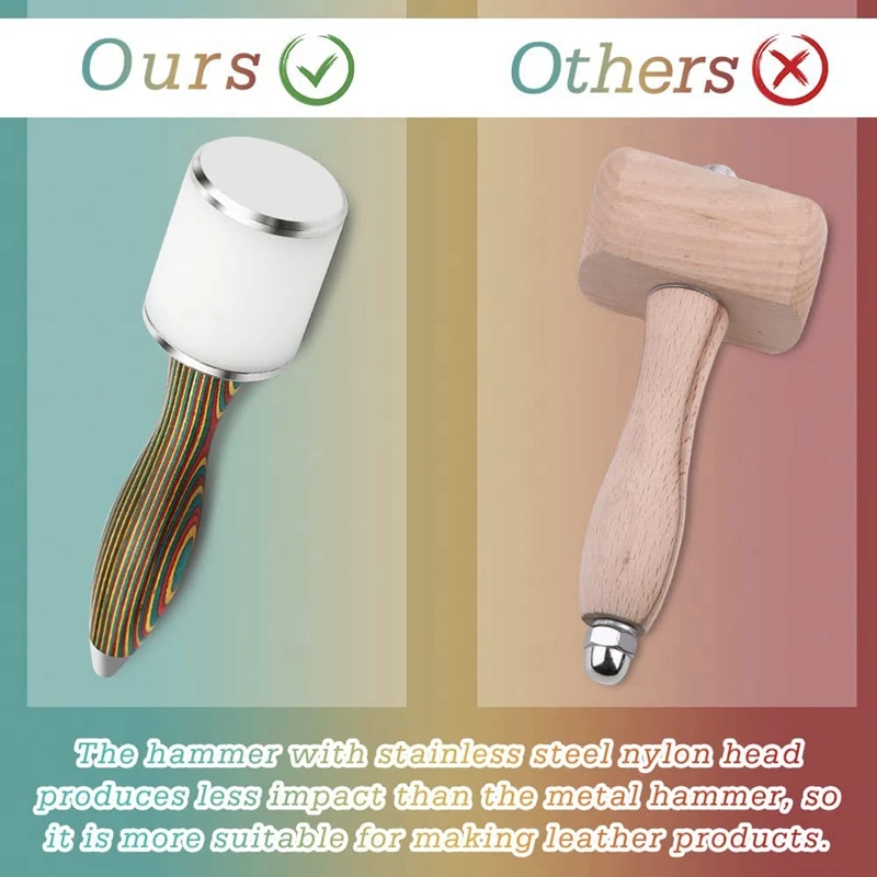 Leather Carving Mallet DIY Accessories Leather Work Comfortable Handle T  Head Printing Hammer Mauls Nylon Hammer