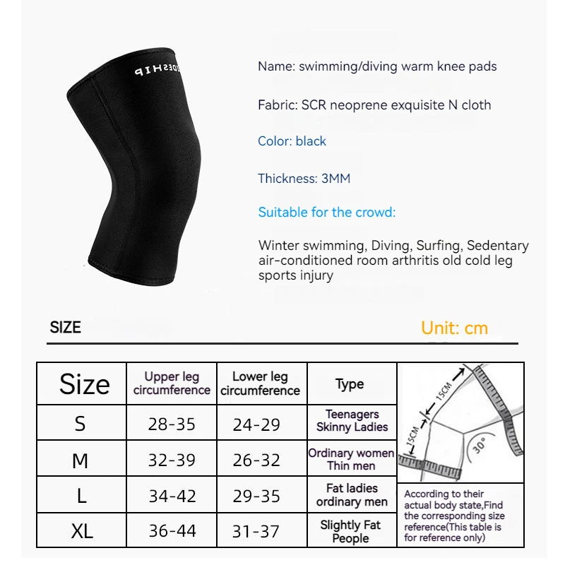 3mm Winter Swimming Deep Diving Knee Pads Thickened Coldproof Office Knee Brace Scuba Snorkelling Joints Warm Support